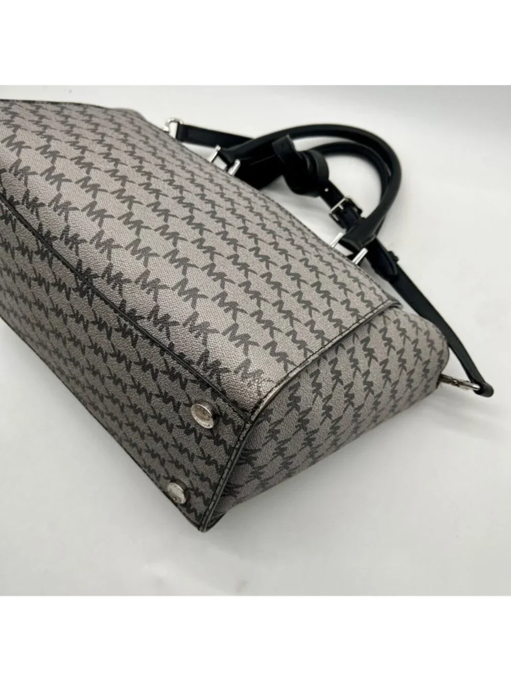 Michael Kors Grey Monogram Coated Canvas Satchel